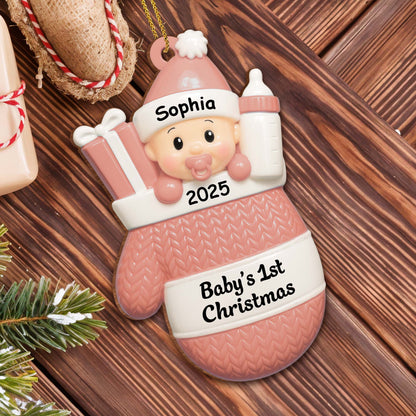 Baby's 1st Christmas, Baby With Gifts And Milk Bottle