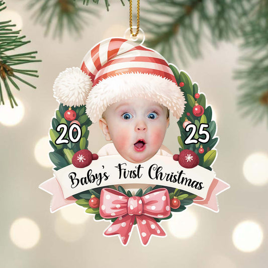 Baby's First Christmas With Festive Hat And Wreath
