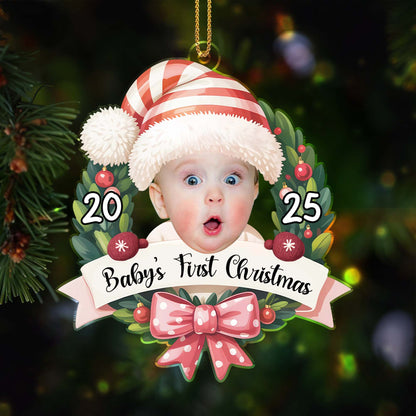 Baby's First Christmas With Festive Hat And Wreath