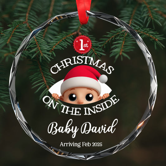 1st Christmas On The Inside With Baby In Santa Hat