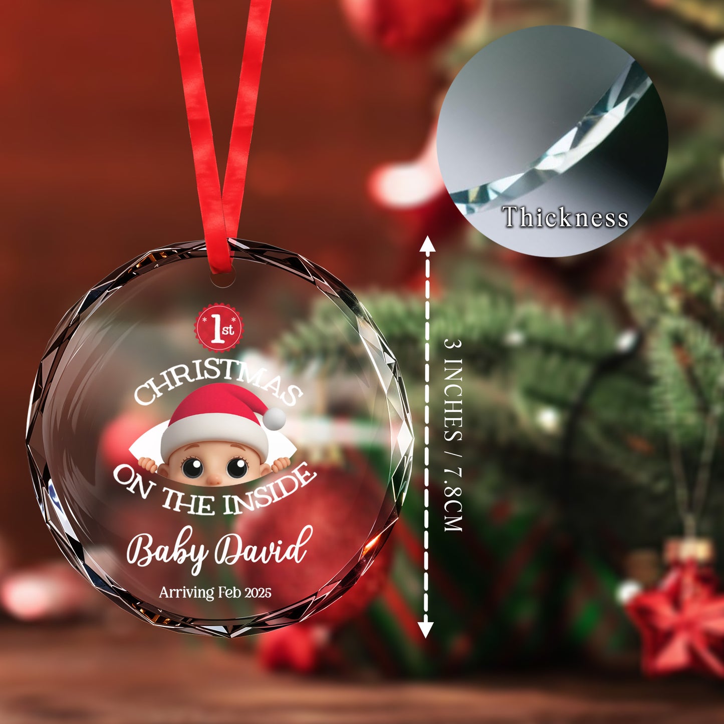 1st Christmas On The Inside With Baby In Santa Hat