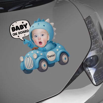 Baby On Board, Cute Dinosaur Baby In Car Design