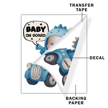 Baby On Board, Cute Dinosaur Baby In Car Design