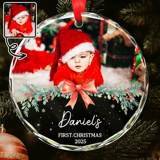 First Christmas With Adorable Santa Hat And Red Bow