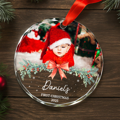 First Christmas With Adorable Santa Hat And Red Bow