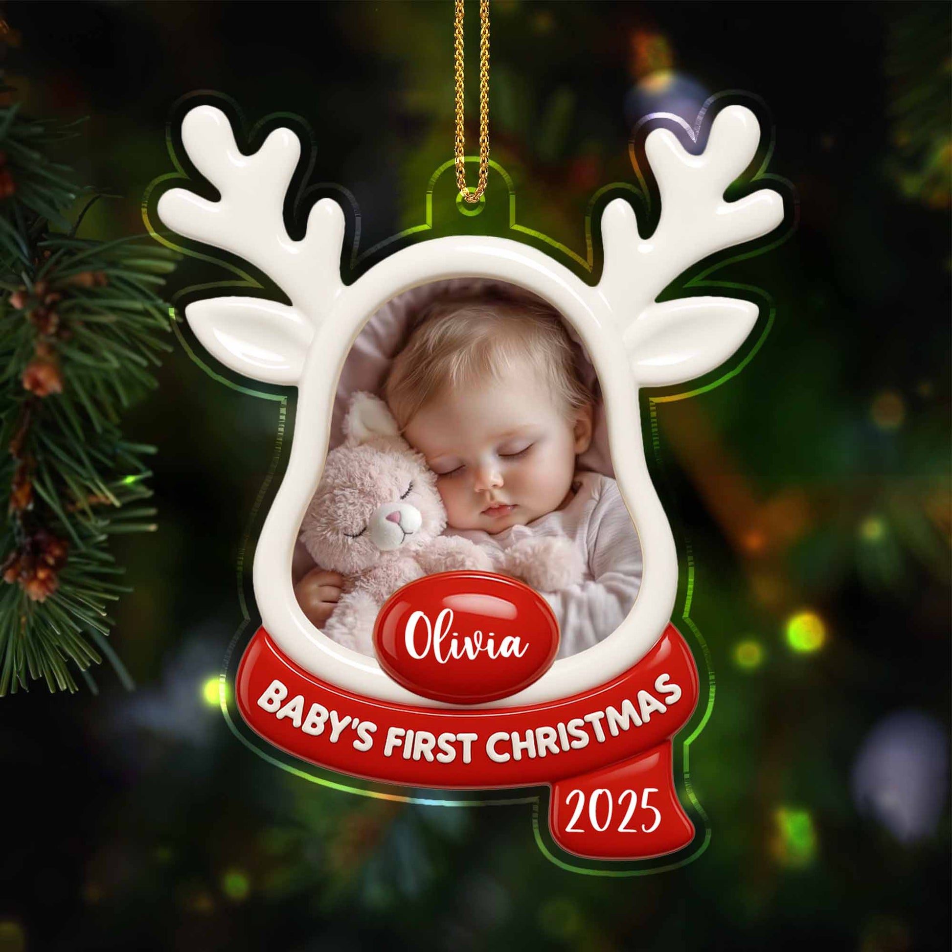 Baby's First Christmas, Teddy Bear and Reindeer