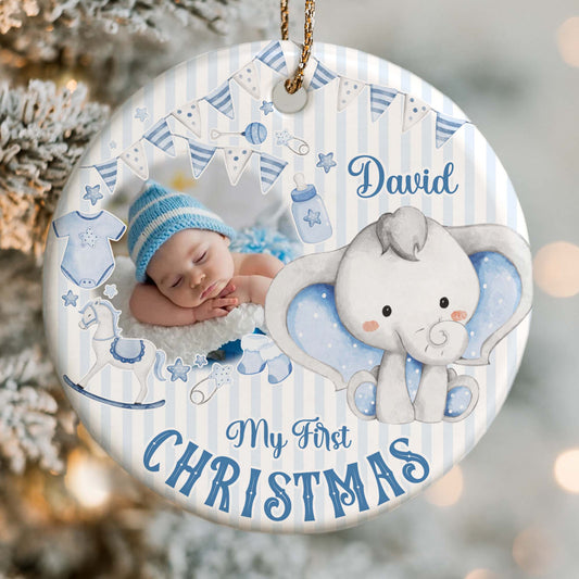 My First Christmas, Baby And Elephant Decoration