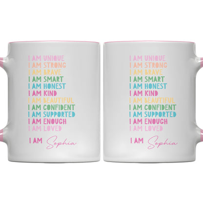 I Am Unique, I Am Strong, Inspirational Words Accent Mug