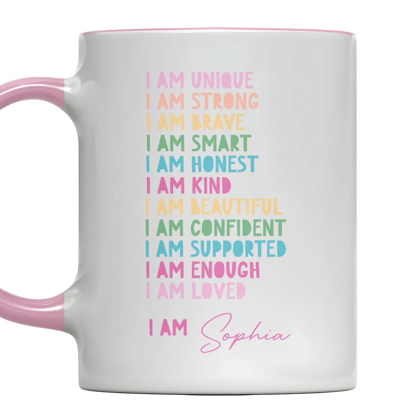 I Am Unique, I Am Strong, Inspirational Words Accent Mug