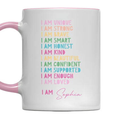 I Am Unique, I Am Strong, Inspirational Words Accent Mug