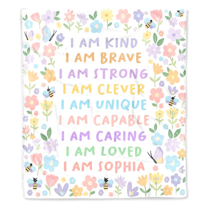 I Am Kind, I Am Strong, Bees And Flowers Design