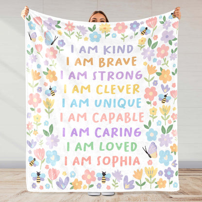 I Am Kind, I Am Strong, Bees And Flowers Design