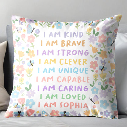 I Am Kind, I Am Brave, Inspiring Affirmations With Flowers, Bees, Butterfly