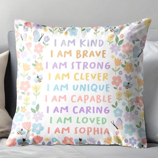 I Am Kind, I Am Brave, Inspiring Affirmations With Flowers, Bees, Butterfly