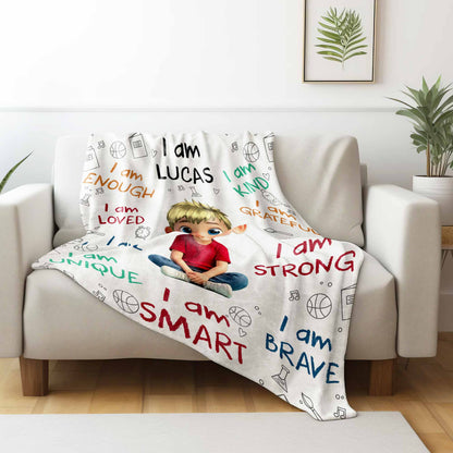 I Am Strong, Brave And Unique, Cartoon Girl Blanket