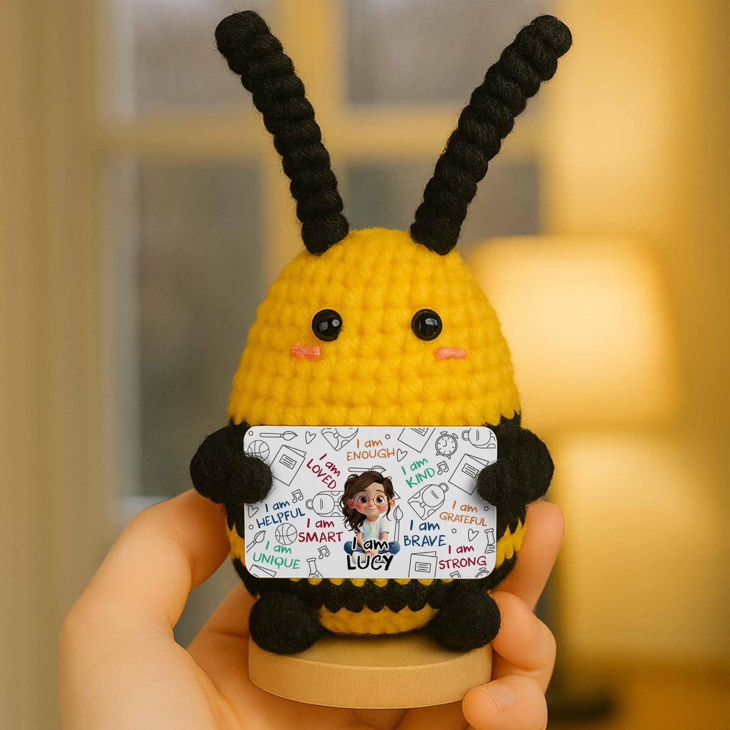 I Am Loved I Am Enough Brave Unique Sunflower - Crochet Doll With Custom Card - KID243_CDOLL