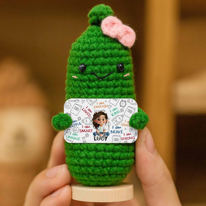 I Am Loved I Am Enough Brave Unique Sunflower - Crochet Doll With Custom Card - KID243_CDOLL