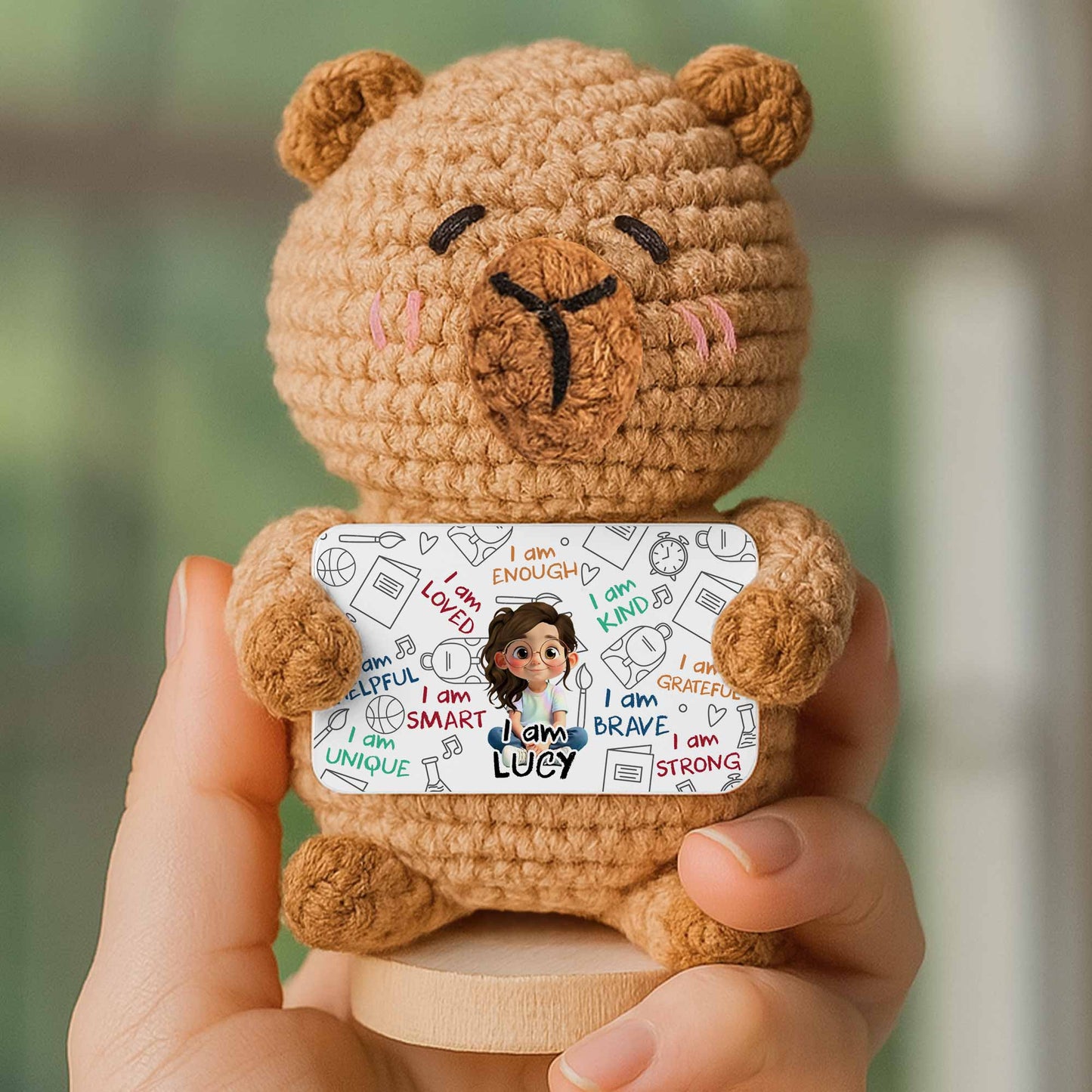 I Am Loved I Am Enough Brave Unique Sunflower - Crochet Doll With Custom Card - KID243_CDOLL