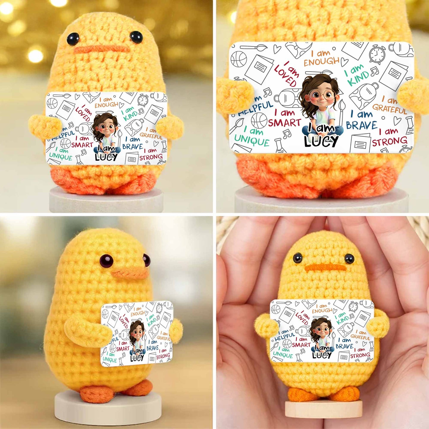 I Am Loved I Am Enough Brave Unique Sunflower - Crochet Doll With Custom Card - KID243_CDOLL