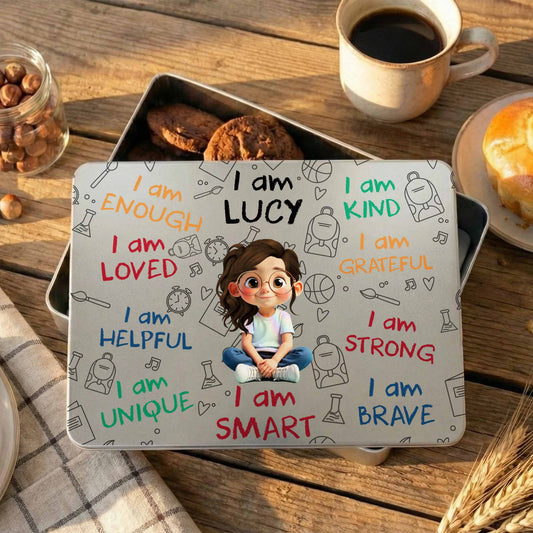 I Am Enough Positive Affirmations Girl With School Supplies