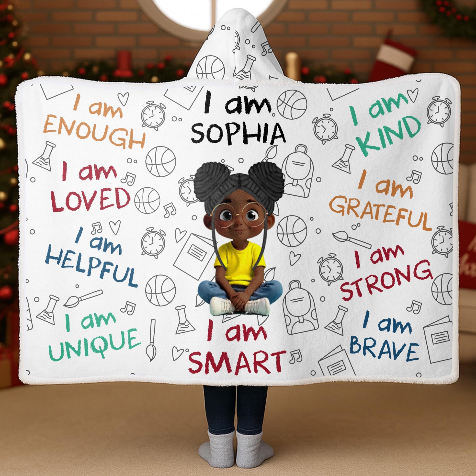 I Am Enough, I Am Loved, School Supplies Blanket