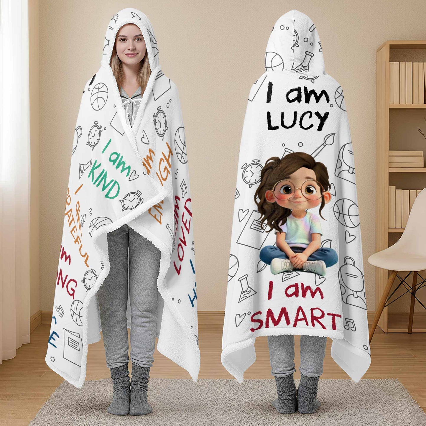 I Am Enough, I Am Loved, School Supplies Blanket