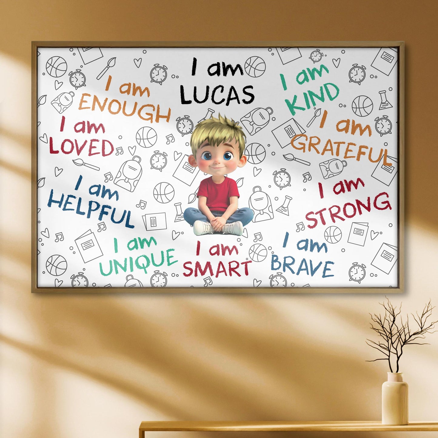 I Am Enough, I Am Loved, Cartoon Girl With Positive Affirmations