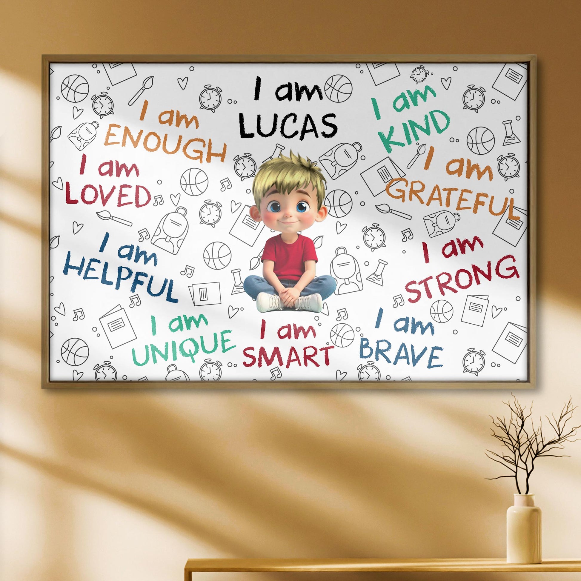 I Am Enough, I Am Loved, Cartoon Girl With Positive Affirmations