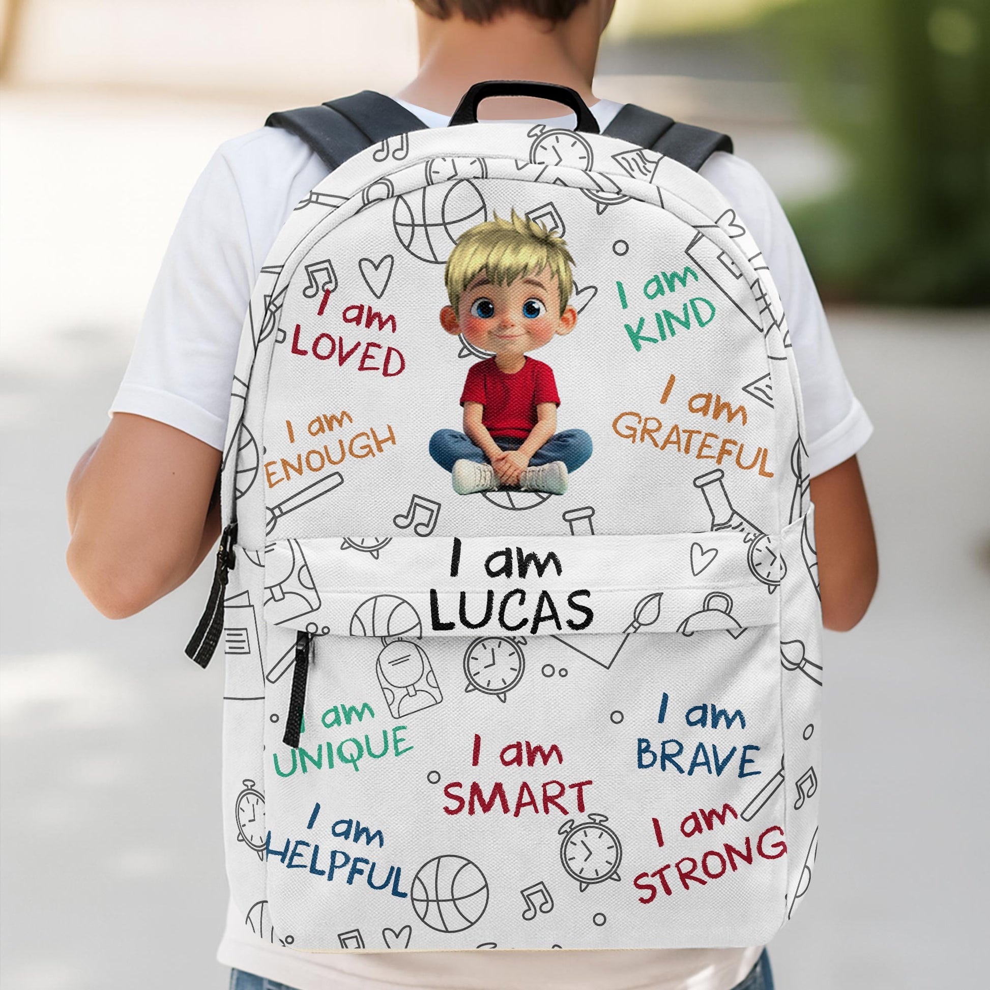 I Am Loved, I Am Smart, Cartoon Girl Backpack Design