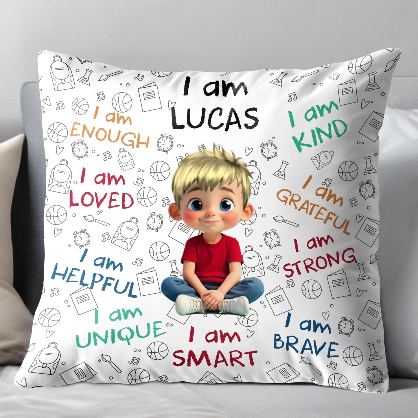 I Am Enough, Loved, Unique, Brave, Cartoon Girl
