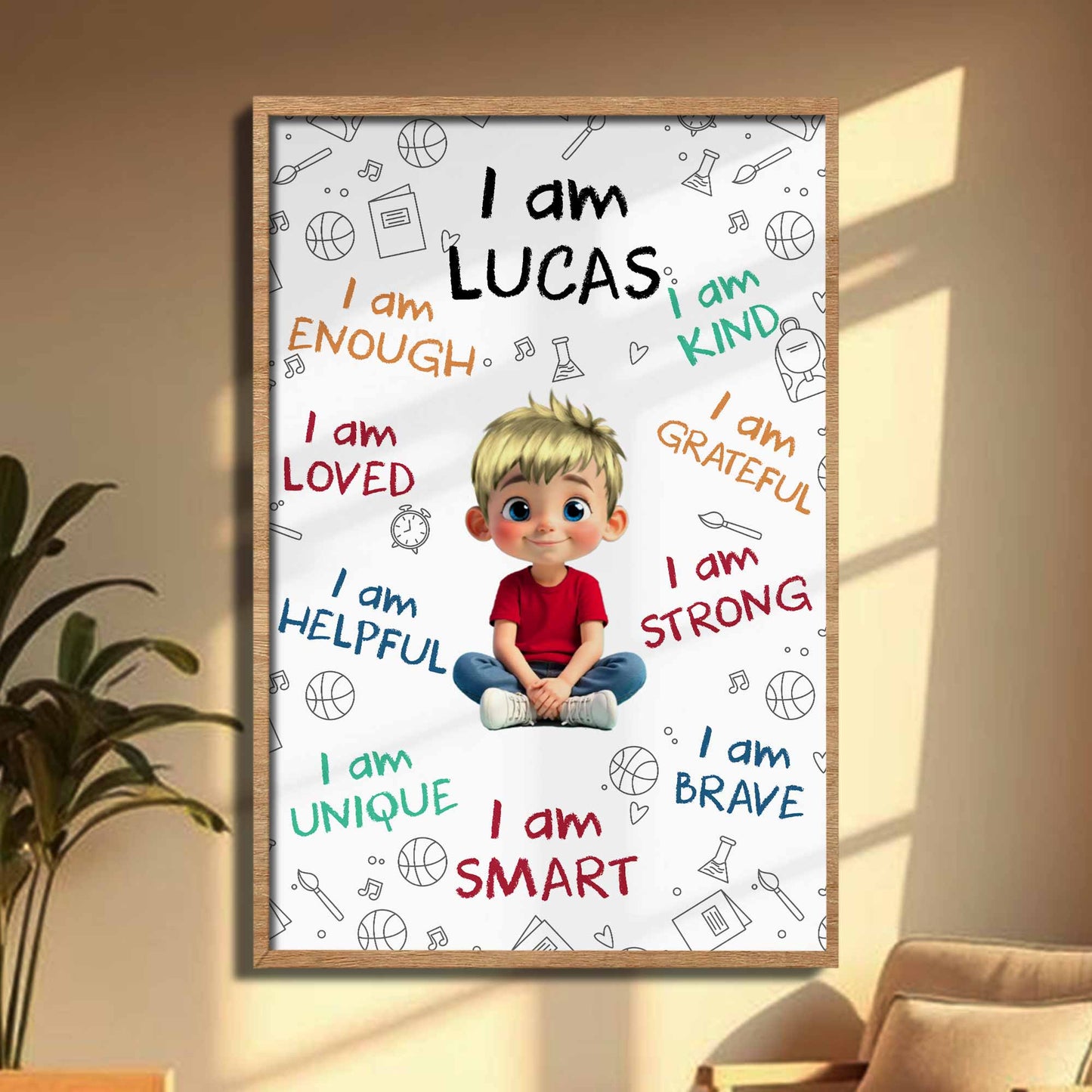 I Am Enough, Loved, Helpful, Unique, Smart - Personalized Custom Vertical Poster - KID243_VPOS