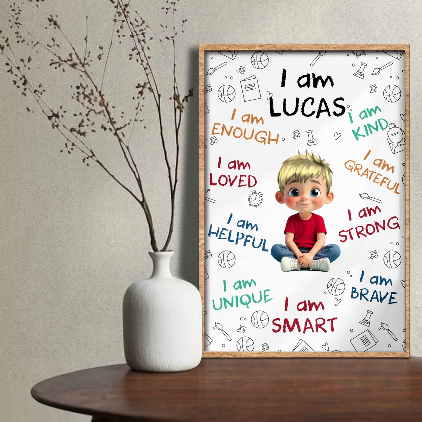 I Am Enough, Loved, Helpful, Unique, Smart - Personalized Custom Vertical Poster - KID243_VPOS