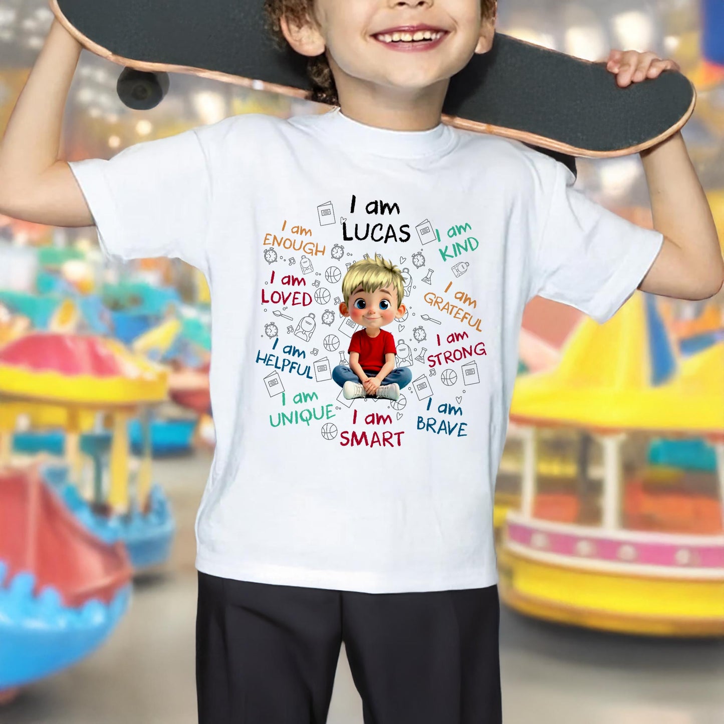 I Am Enough, Loved, Kind, Positive Affirmation T-shirt For Kids - Personalized Custom Youth T-shirt - KID243_WYOU