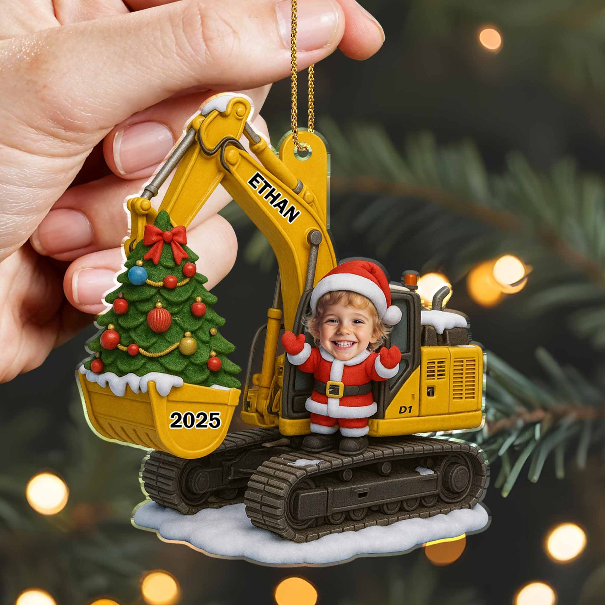 Celebrate Christmas With Festive Excavator And Tree