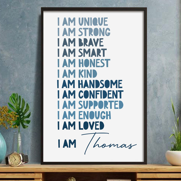 I Am Unique, Strong, Brave Typography Poster