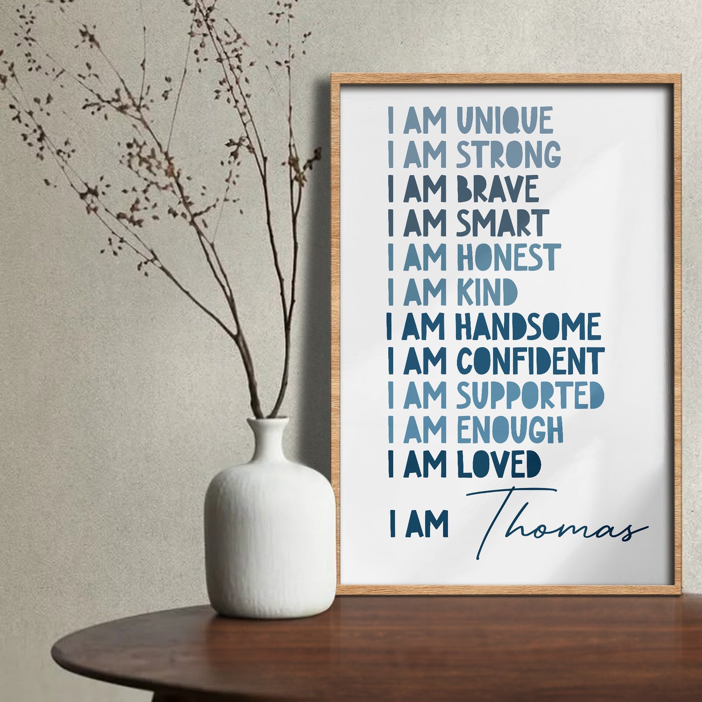I Am Unique, Strong, Brave Typography Poster