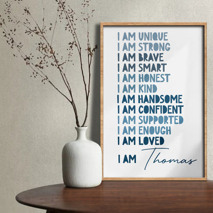 I Am Unique, Strong, Brave Typography Poster