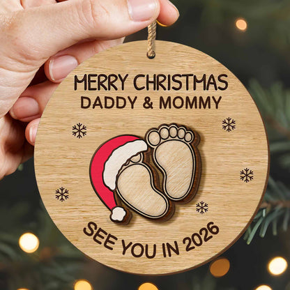 Merry Christmas Daddy & Mommy, Baby Feet With Santa Hat