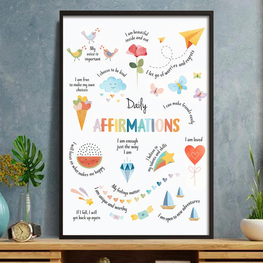 Daily Affirmations Colorful Inspirational Poster