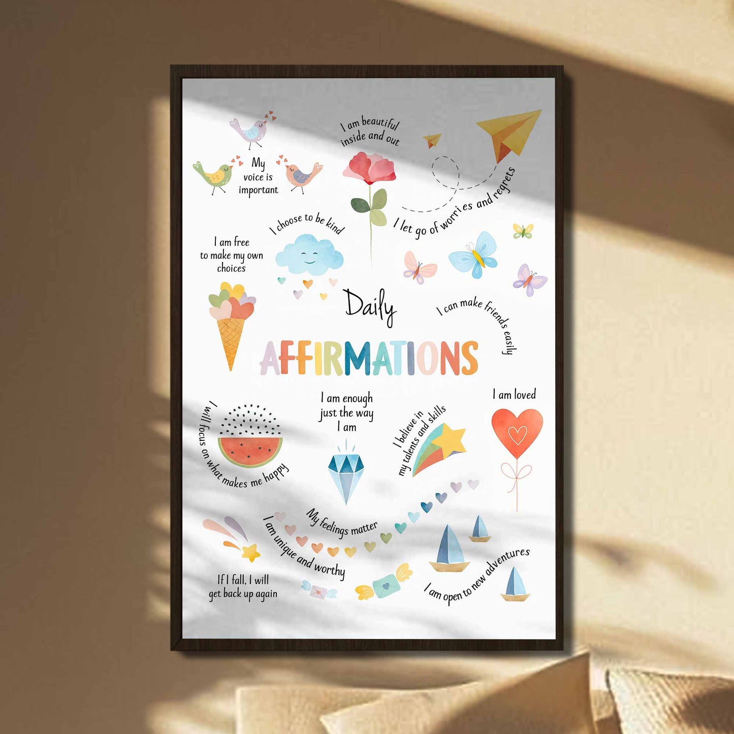 Daily Affirmations Colorful Inspirational Poster
