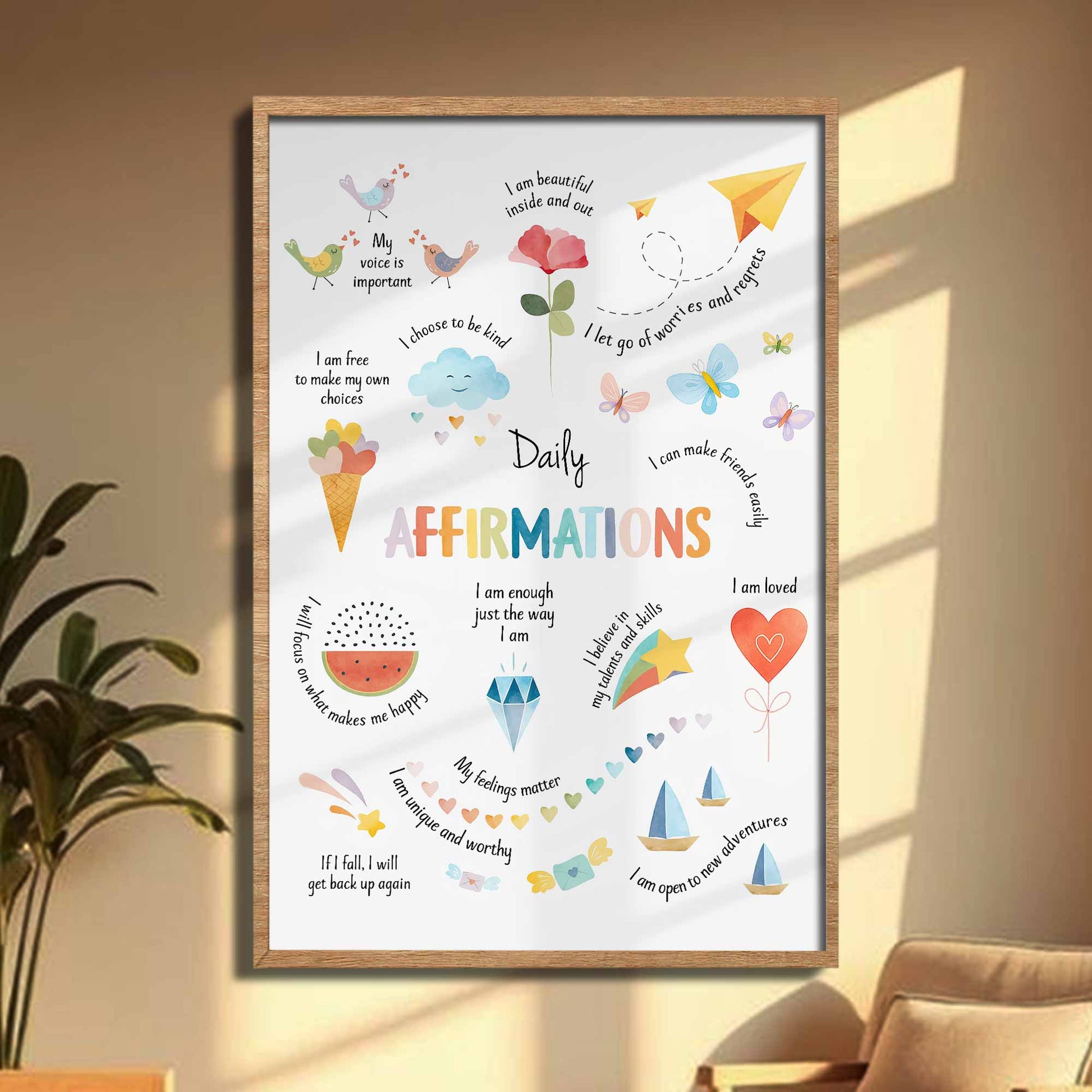 Daily Affirmations Colorful Inspirational Poster