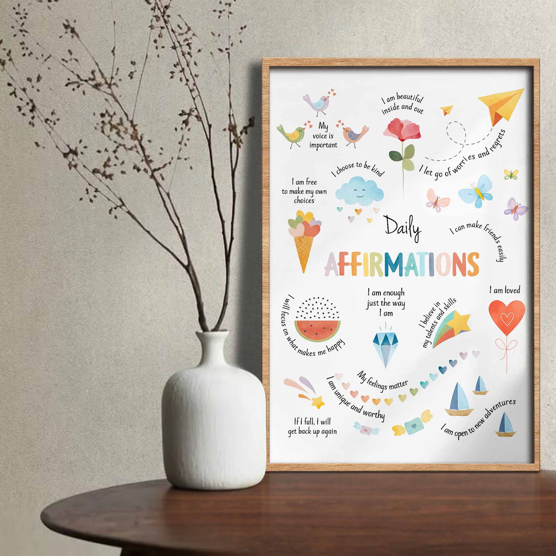Daily Affirmations Colorful Inspirational Poster