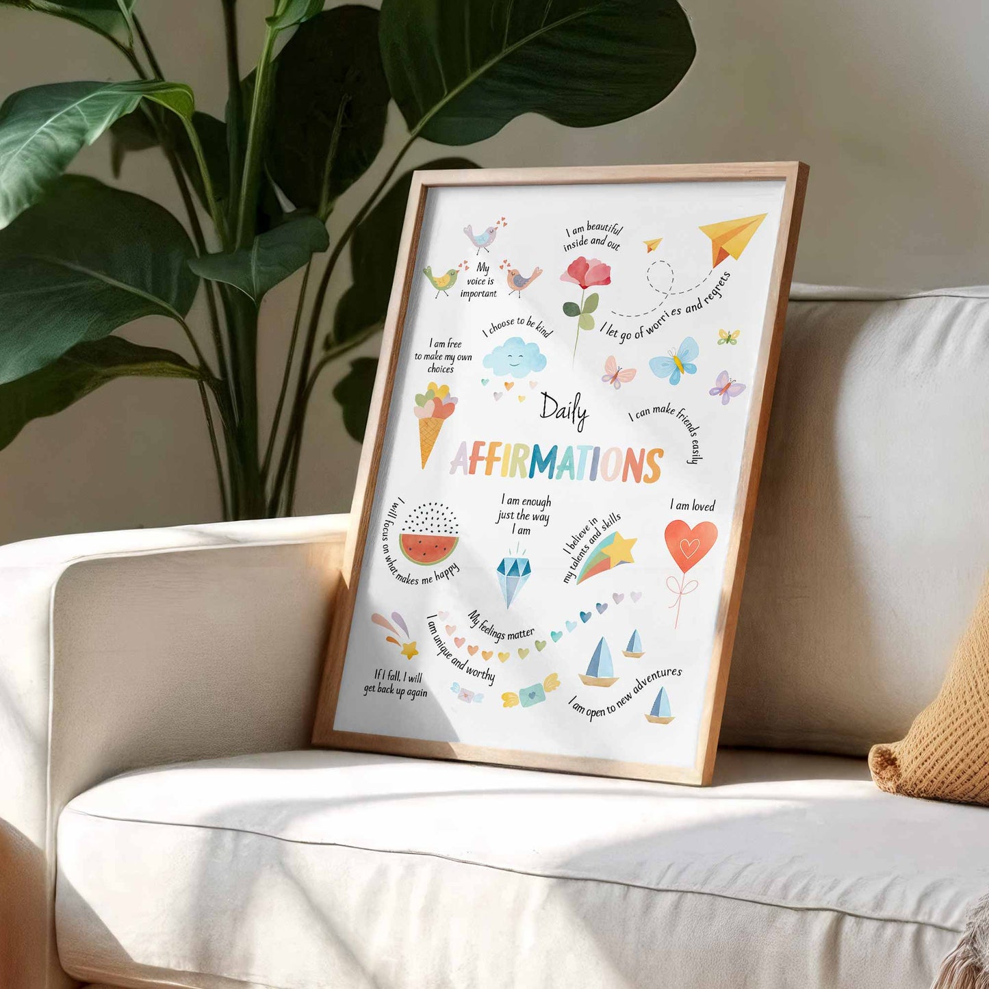 Daily Affirmations Colorful Inspirational Poster