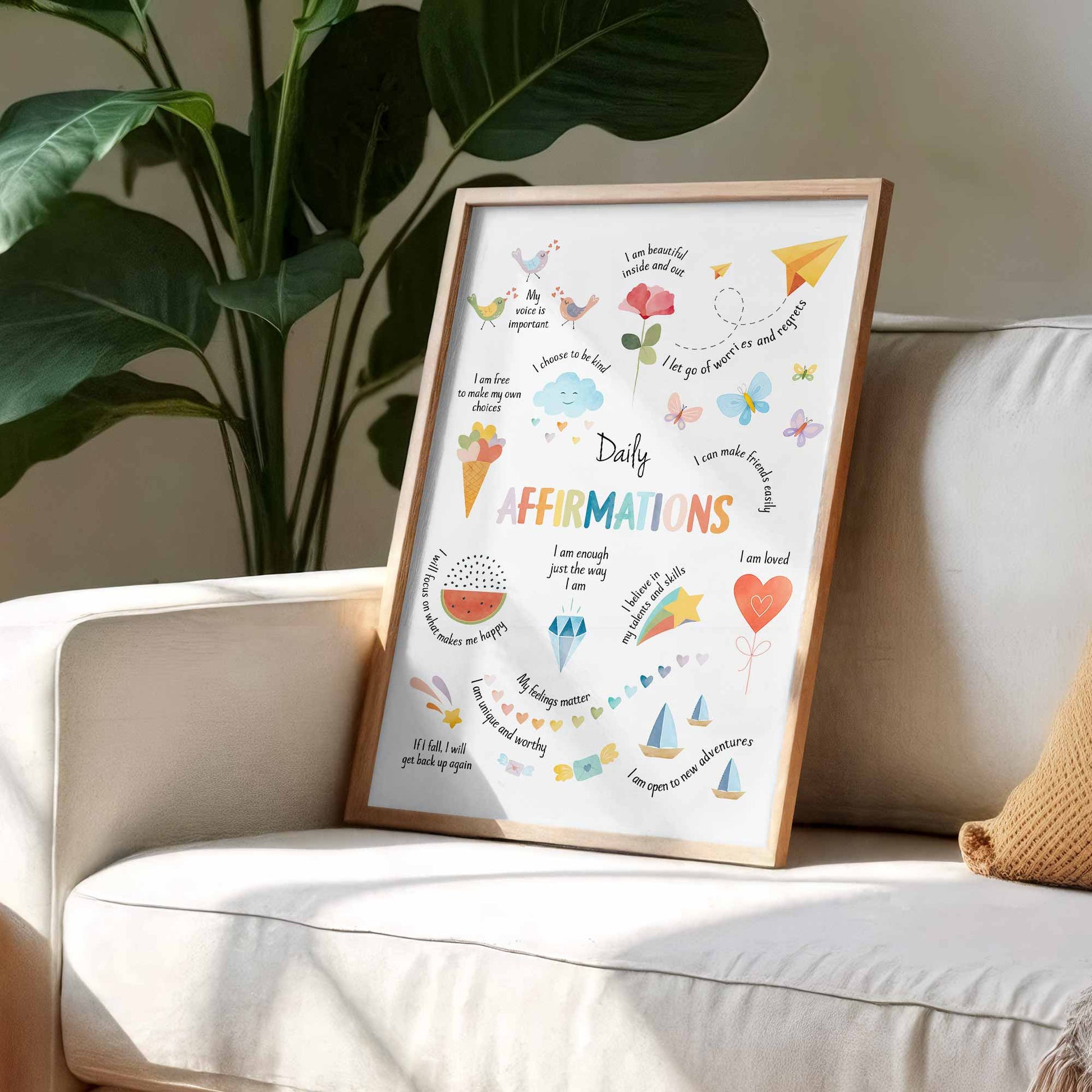 Daily Affirmations Colorful Inspirational Poster