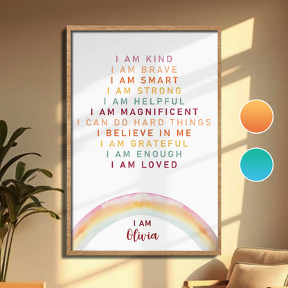 I Am Kind, Brave, Smart, and Strong, Rainbow Poster - Personalized Custom Vertical Poster - KID303_VPOS