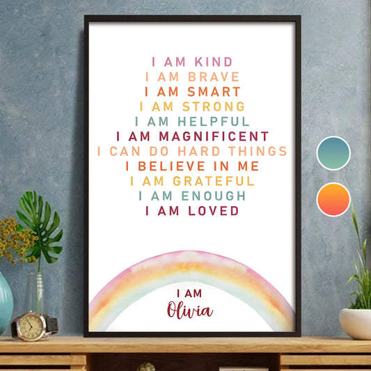 I Am Kind, Brave, Smart, and Strong, Rainbow Poster