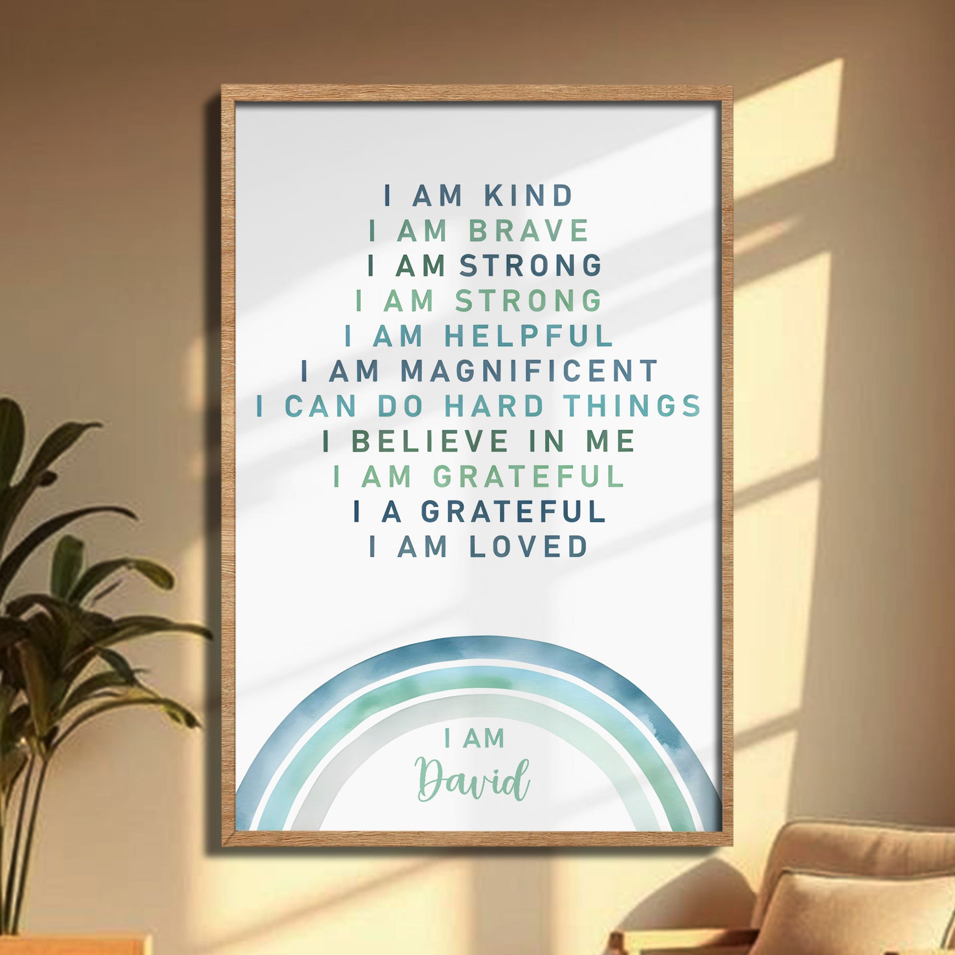 I Am Kind, Brave, Smart, and Strong, Rainbow Poster