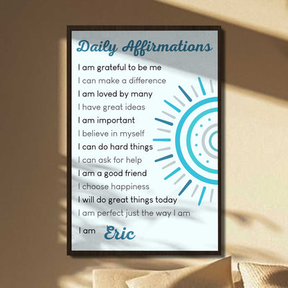Daily Affirmations Of Self-Confidence And Positivity With Sun Design