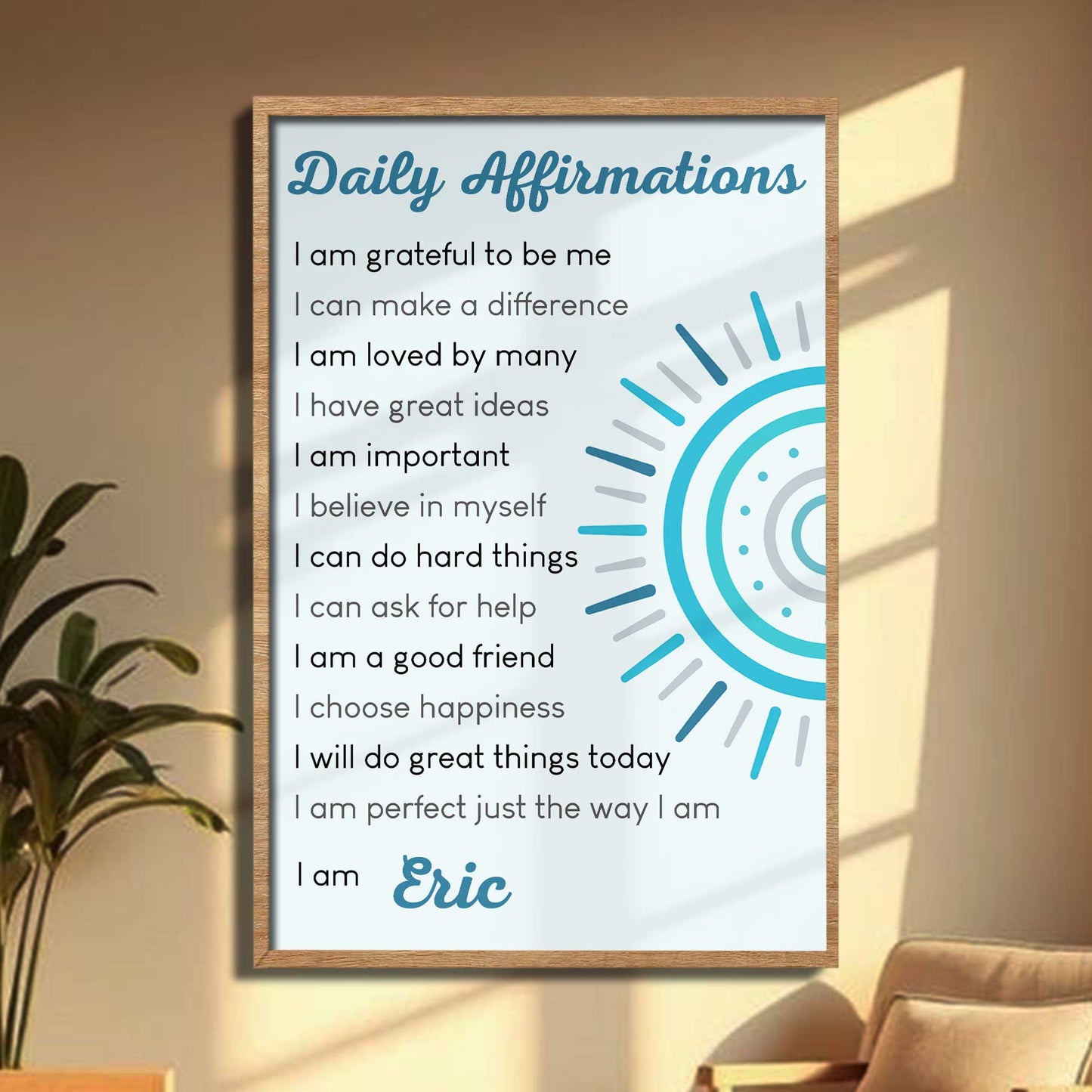 Daily Affirmations Of Self-Confidence And Positivity With Sun Design