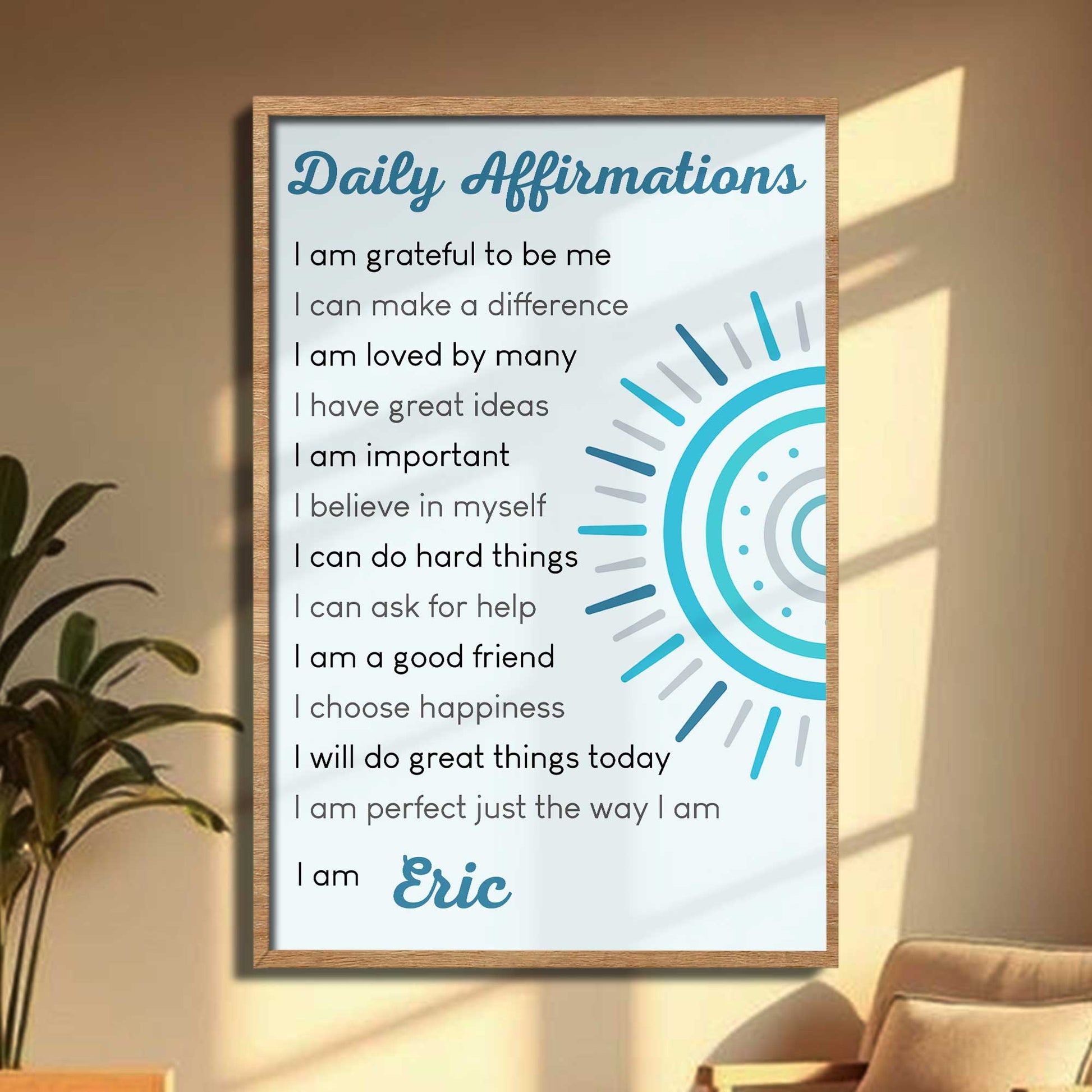 Daily Affirmations Of Self-Confidence And Positivity With Sun Design